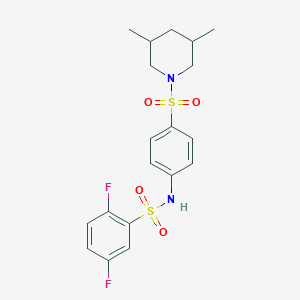 molecular formula C19H22F2N2O4S2 B4870619 N-{4-[(3,5-dimethyl-1-piperidinyl)sulfonyl]phenyl}-2,5-difluorobenzenesulfonamide 