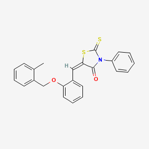 (5E)-5-[[2-[(2-methylphenyl)methoxy]phenyl]methylidene]-3-phenyl-2-sulfanylidene-1,3-thiazolidin-4-one