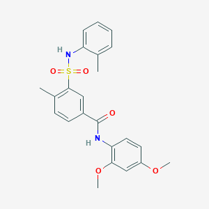 molecular formula C23H24N2O5S B4870648 N-(2,4-dimethoxyphenyl)-4-methyl-3-{[(2-methylphenyl)amino]sulfonyl}benzamide 