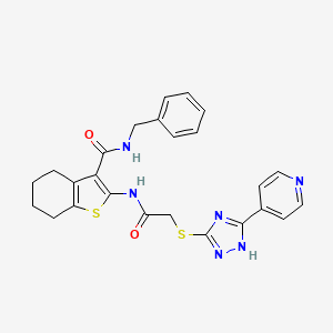 molecular formula C25H24N6O2S2 B4870657 N-benzyl-2-[({[5-(pyridin-4-yl)-4H-1,2,4-triazol-3-yl]sulfanyl}acetyl)amino]-4,5,6,7-tetrahydro-1-benzothiophene-3-carboxamide 