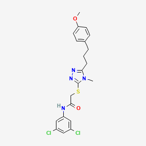 molecular formula C21H22Cl2N4O2S B4870660 N-(3,5-dichlorophenyl)-2-({5-[3-(4-methoxyphenyl)propyl]-4-methyl-4H-1,2,4-triazol-3-yl}sulfanyl)acetamide 