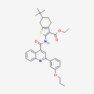 molecular formula C34H38N2O4S B4870690 Ethyl 6-tert-butyl-2-({[2-(3-propoxyphenyl)quinolin-4-yl]carbonyl}amino)-4,5,6,7-tetrahydro-1-benzothiophene-3-carboxylate 