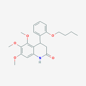 molecular formula C22H27NO5 B4870747 4-(2-BUTOXYPHENYL)-5,6,7-TRIMETHOXY-1,2,3,4-TETRAHYDROQUINOLIN-2-ONE 