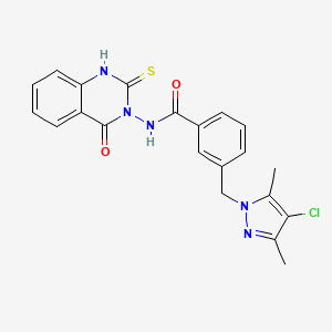 3-[(4-chloro-3,5-dimethyl-1H-pyrazol-1-yl)methyl]-N-(2-mercapto-4-oxo-3(4H)-quinazolinyl)benzamide