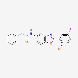 molecular formula C21H14BrIN2O2 B4870768 N-[2-(2-bromo-5-iodophenyl)-1,3-benzoxazol-5-yl]-2-phenylacetamide 