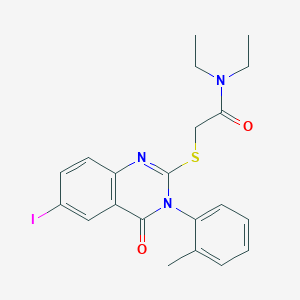 molecular formula C21H22IN3O2S B4870839 N,N-diethyl-2-{[6-iodo-3-(2-methylphenyl)-4-oxo-3,4-dihydro-2-quinazolinyl]thio}acetamide 