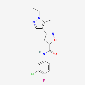 N-(3-chloro-4-fluorophenyl)-3-(1-ethyl-5-methyl-1H-pyrazol-4-yl)-4,5-dihydro-5-isoxazolecarboxamide