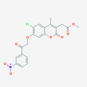 molecular formula C21H16ClNO8 B4870871 methyl {6-chloro-4-methyl-7-[2-(3-nitrophenyl)-2-oxoethoxy]-2-oxo-2H-chromen-3-yl}acetate 