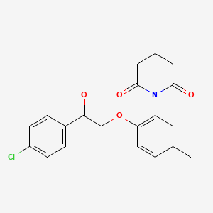 molecular formula C20H18ClNO4 B4871016 1-{2-[2-(4-chlorophenyl)-2-oxoethoxy]-5-methylphenyl}-2,6-piperidinedione 