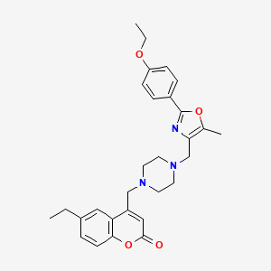 molecular formula C29H33N3O4 B4871042 4-[(4-{[2-(4-ethoxyphenyl)-5-methyl-1,3-oxazol-4-yl]methyl}-1-piperazinyl)methyl]-6-ethyl-2H-chromen-2-one 