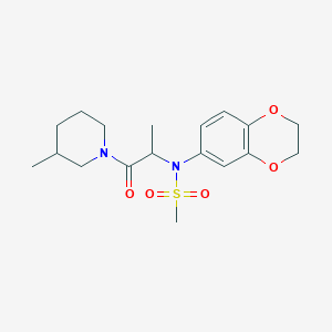 molecular formula C18H26N2O5S B4871047 N-(2,3-dihydro-1,4-benzodioxin-6-yl)-N-[1-methyl-2-(3-methyl-1-piperidinyl)-2-oxoethyl]methanesulfonamide 