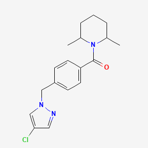 {4-[(4-CHLORO-1H-PYRAZOL-1-YL)METHYL]PHENYL}(2,6-DIMETHYLPIPERIDINO)METHANONE