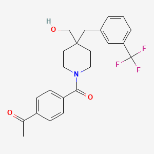 molecular formula C23H24F3NO3 B4871200 1-[4-({4-(hydroxymethyl)-4-[3-(trifluoromethyl)benzyl]-1-piperidinyl}carbonyl)phenyl]ethanone 