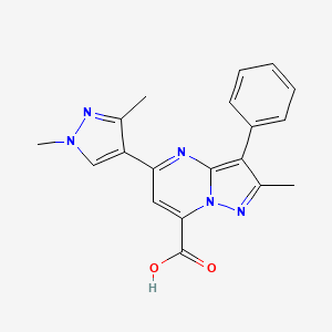 molecular formula C19H17N5O2 B4871218 5-(1,3-dimethyl-1H-pyrazol-4-yl)-2-methyl-3-phenylpyrazolo[1,5-a]pyrimidine-7-carboxylic acid 