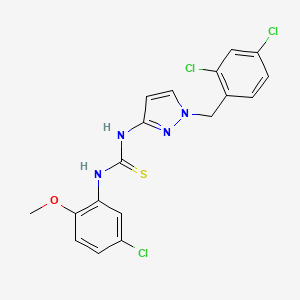 molecular formula C18H15Cl3N4OS B4871351 N-(5-chloro-2-methoxyphenyl)-N'-[1-(2,4-dichlorobenzyl)-1H-pyrazol-3-yl]thiourea 