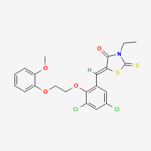 (5Z)-5-{3,5-dichloro-2-[2-(2-methoxyphenoxy)ethoxy]benzylidene}-3-ethyl-2-thioxo-1,3-thiazolidin-4-one