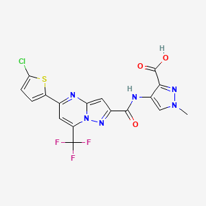 molecular formula C17H10ClF3N6O3S B4871420 4-({[5-(5-chloro-2-thienyl)-7-(trifluoromethyl)pyrazolo[1,5-a]pyrimidin-2-yl]carbonyl}amino)-1-methyl-1H-pyrazole-3-carboxylic acid 