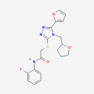 molecular formula C19H19FN4O3S B4871477 N-(2-fluorophenyl)-2-{[5-(2-furyl)-4-(tetrahydro-2-furanylmethyl)-4H-1,2,4-triazol-3-yl]thio}acetamide 