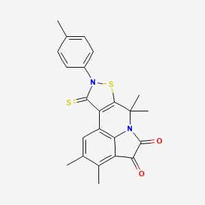 molecular formula C23H20N2O2S2 B4871548 2,3,7,7-tetramethyl-9-(4-methylphenyl)-10-thioxo-9,10-dihydro-7H-isothiazolo[5,4-c]pyrrolo[3,2,1-ij]quinoline-4,5-dione 