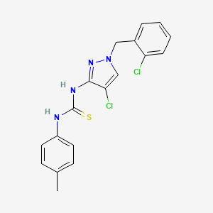 molecular formula C18H16Cl2N4S B4871569 N-[4-chloro-1-(2-chlorobenzyl)-1H-pyrazol-3-yl]-N'-(4-methylphenyl)thiourea 