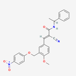 2-cyano-3-{4-methoxy-3-[(4-nitrophenoxy)methyl]phenyl}-N-(1-phenylethyl)acrylamide