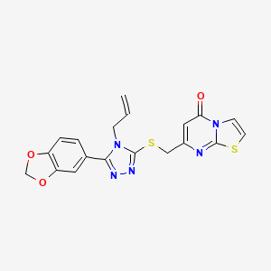 molecular formula C19H15N5O3S2 B4871597 7-({[4-ALLYL-5-(1,3-BENZODIOXOL-5-YL)-4H-1,2,4-TRIAZOL-3-YL]SULFANYL}METHYL)-5H-[1,3]THIAZOLO[3,2-A]PYRIMIDIN-5-ONE 