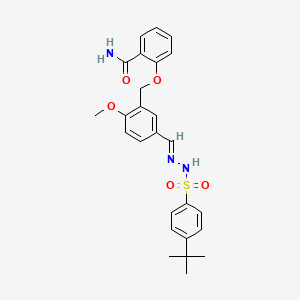 molecular formula C26H29N3O5S B4871601 2-[(5-{2-[(4-tert-butylphenyl)sulfonyl]carbonohydrazonoyl}-2-methoxybenzyl)oxy]benzamide 