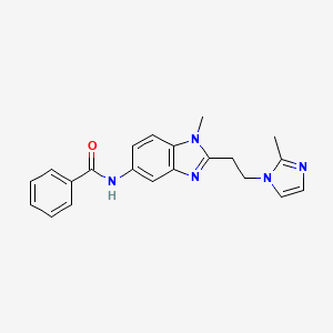 molecular formula C21H21N5O B4871668 N-{1-methyl-2-[2-(2-methyl-1H-imidazol-1-yl)ethyl]-1H-benzimidazol-5-yl}benzamide 