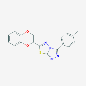 molecular formula C18H14N4O2S B487176 6-(2,3-Dihydro-1,4-benzodioxin-2-yl)-3-(4-methylphenyl)[1,2,4]triazolo[3,4-b][1,3,4]thiadiazole CAS No. 794548-79-1