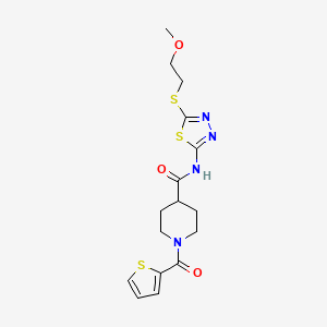 molecular formula C16H20N4O3S3 B4871890 N-{5-[(2-methoxyethyl)thio]-1,3,4-thiadiazol-2-yl}-1-(2-thienylcarbonyl)-4-piperidinecarboxamide 