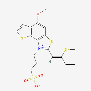 molecular formula C18H21NO4S4 B4871937 3-{5-methoxy-2-[2-(methylthio)-1-buten-1-yl]thieno[2,3-e][1,3]benzothiazol-1-ium-1-yl}-1-propanesulfonate 