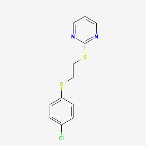 molecular formula C12H11ClN2S2 B4871959 2-({2-[(4-chlorophenyl)thio]ethyl}thio)pyrimidine 