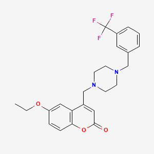 molecular formula C24H25F3N2O3 B4871983 6-ethoxy-4-({4-[3-(trifluoromethyl)benzyl]-1-piperazinyl}methyl)-2H-chromen-2-one 