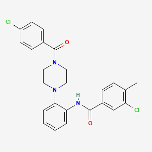 molecular formula C25H23Cl2N3O2 B4872034 3-chloro-N-{2-[4-(4-chlorobenzoyl)-1-piperazinyl]phenyl}-4-methylbenzamide 