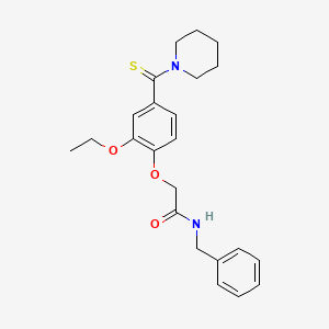 molecular formula C23H28N2O3S B4872065 N-benzyl-2-[2-ethoxy-4-(1-piperidinylcarbonothioyl)phenoxy]acetamide 