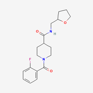 molecular formula C18H23FN2O3 B4872196 1-(2-fluorobenzoyl)-N-(tetrahydro-2-furanylmethyl)-4-piperidinecarboxamide 