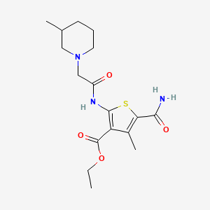 molecular formula C17H25N3O4S B4872324 ethyl 5-(aminocarbonyl)-4-methyl-2-{[(3-methyl-1-piperidinyl)acetyl]amino}-3-thiophenecarboxylate 