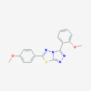 molecular formula C17H14N4O2S B487248 3-(2-Methoxyphenyl)-6-(4-methoxyphenyl)[1,2,4]triazolo[3,4-b][1,3,4]thiadiazole CAS No. 825609-37-8