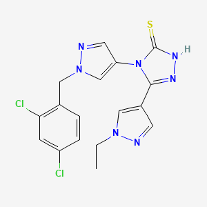 4-[1-(2,4-dichlorobenzyl)-1H-pyrazol-4-yl]-5-(1-ethyl-1H-pyrazol-4-yl)-4H-1,2,4-triazole-3-thiol