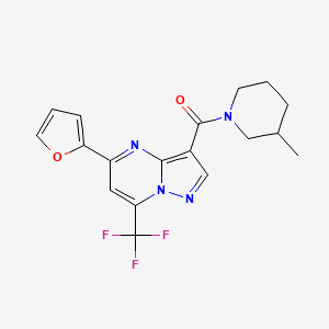 molecular formula C18H17F3N4O2 B4872564 5-(2-furyl)-3-[(3-methyl-1-piperidinyl)carbonyl]-7-(trifluoromethyl)pyrazolo[1,5-a]pyrimidine 