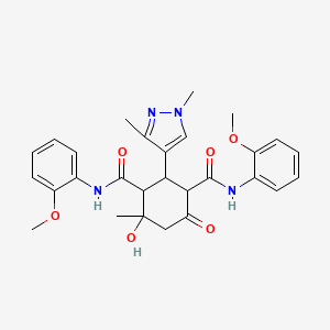 2-(1,3-dimethyl-1H-pyrazol-4-yl)-4-hydroxy-N,N'-bis(2-methoxyphenyl)-4-methyl-6-oxo-1,3-cyclohexanedicarboxamide