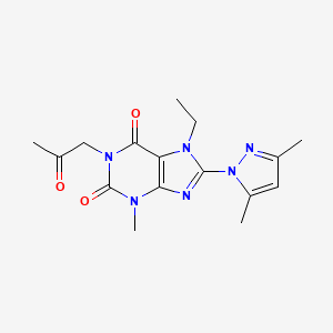 molecular formula C16H20N6O3 B4872663 8-(3,5-dimethyl-1H-pyrazol-1-yl)-7-ethyl-3-methyl-1-(2-oxopropyl)-3,7-dihydro-1H-purine-2,6-dione 