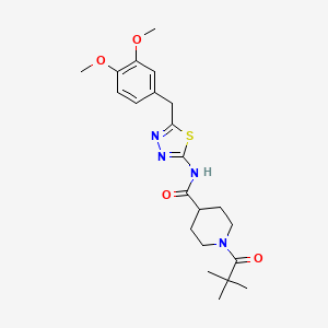 N-[5-(3,4-dimethoxybenzyl)-1,3,4-thiadiazol-2-yl]-1-(2,2-dimethylpropanoyl)-4-piperidinecarboxamide