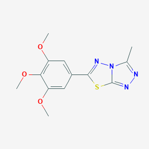 molecular formula C13H14N4O3S B487272 3-Methyl-6-(3,4,5-trimethoxyphenyl)[1,2,4]triazolo[3,4-b][1,3,4]thiadiazole CAS No. 724430-16-4
