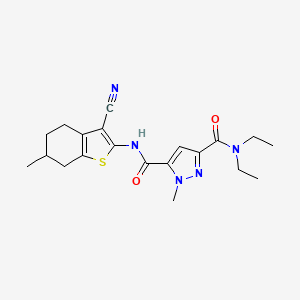 molecular formula C20H25N5O2S B4872789 N~5~-(3-cyano-6-methyl-4,5,6,7-tetrahydro-1-benzothien-2-yl)-N~3~,N~3~-diethyl-1-methyl-1H-pyrazole-3,5-dicarboxamide 