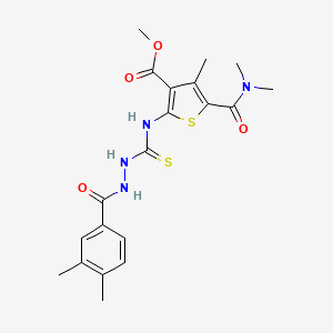 molecular formula C20H24N4O4S2 B4872829 methyl 5-[(dimethylamino)carbonyl]-2-({[2-(3,4-dimethylbenzoyl)hydrazino]carbonothioyl}amino)-4-methyl-3-thiophenecarboxylate 