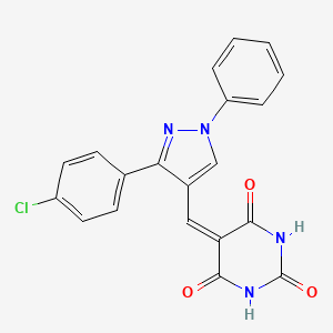 molecular formula C20H13ClN4O3 B4872848 5-{[3-(4-chlorophenyl)-1-phenyl-1H-pyrazol-4-yl]methylene}-2,4,6(1H,3H,5H)-pyrimidinetrione 