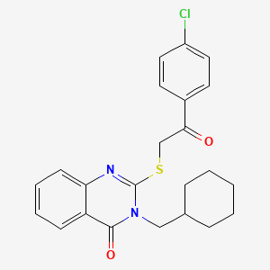 molecular formula C23H23ClN2O2S B4872949 2-{[2-(4-chlorophenyl)-2-oxoethyl]thio}-3-(cyclohexylmethyl)-4(3H)-quinazolinone 