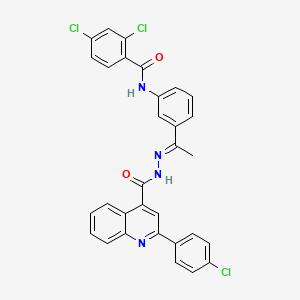 2,4-dichloro-N-[3-(N-{[2-(4-chlorophenyl)-4-quinolinyl]carbonyl}ethanehydrazonoyl)phenyl]benzamide