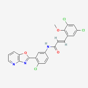 (2E)-N-[4-CHLORO-3-([1,3]OXAZOLO[4,5-B]PYRIDIN-2-YL)PHENYL]-3-(3,5-DICHLORO-2-METHOXYPHENYL)ACRYLAMIDE